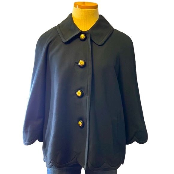 Florence Broadhurst for Kate Spade Buttoned Coat, Navy Blue, size 8 - Picture 2 of 15
